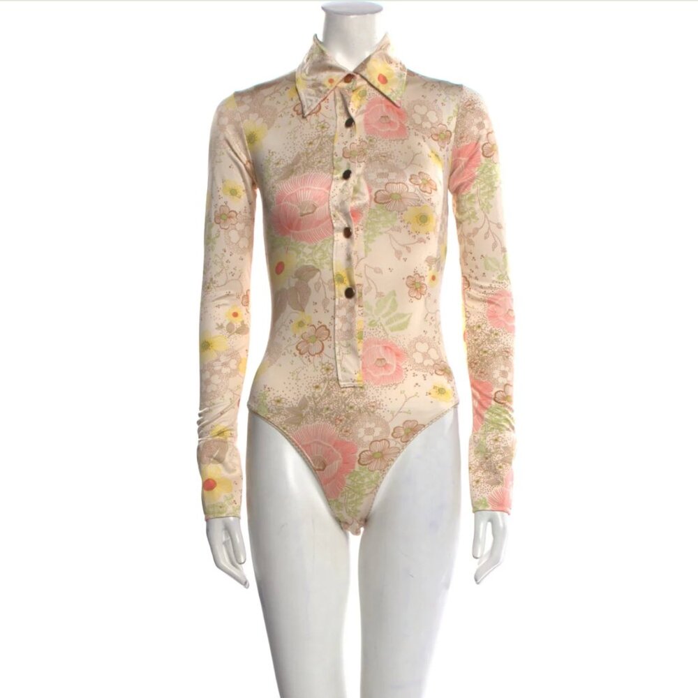 Stoned Immaculate Blossom Floral Print Long Sleeve Bodysuit XS